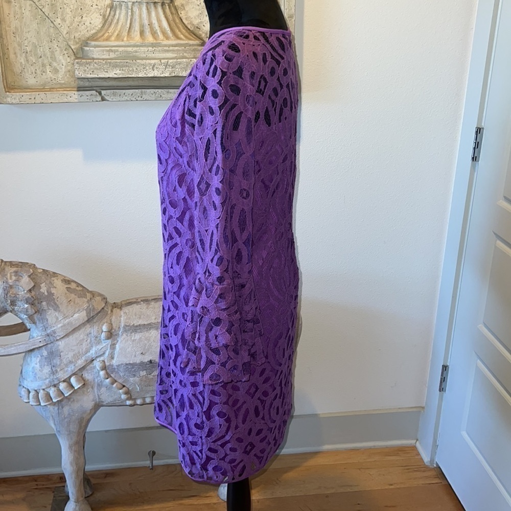 Tiana B. Light purple lace shift dress Sz 8 bell sleeves - Picture 3 of 6